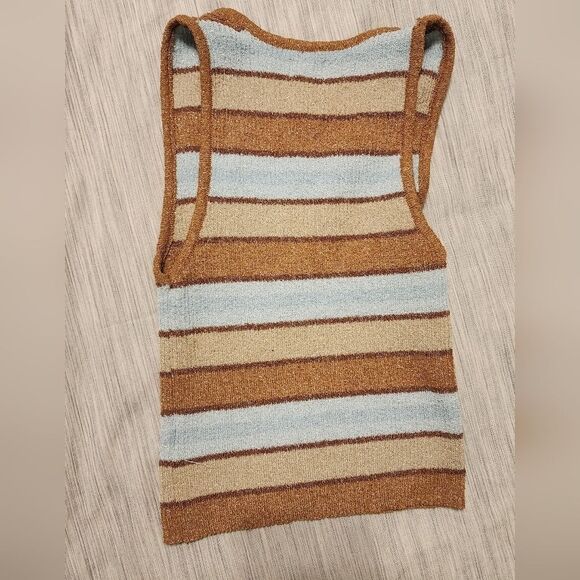 Cotton On Striped VNeck Blue Brown Vest Top Size XS Fall Like New - Picture 6 of 6